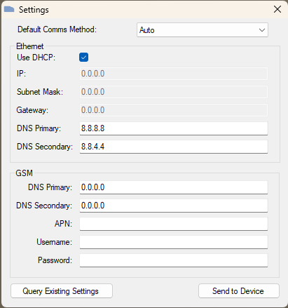 Communications Settings View