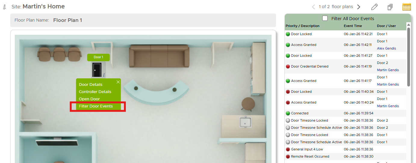 Site Maps Floor Plan Filter Events Door 1