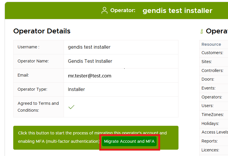 Migrate Account Operator Details